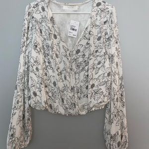 ASTR Ivory Black Floral Top